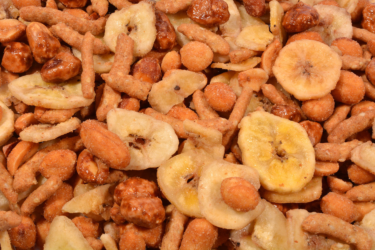 Honey Roasted Mix - (Roasted/Salted) Honey Roasted Peanuts, Banana Chips, Honey Sesame Sticks & Peanuts.-1 lb.
