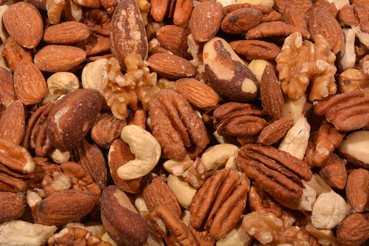 Raw Nut Mix - Pecans, Almonds, Walnuts, Cashews and Brazils-1 lb.