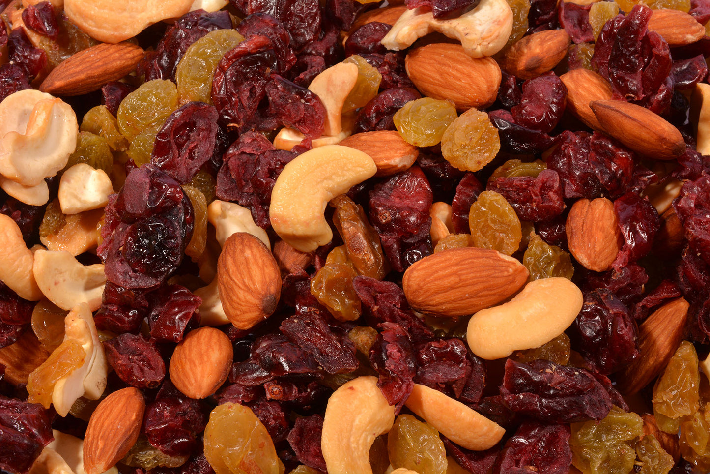 Roasted Berry Trail Mix (Roasted/Salted) - Cranberries, Golden Raisins, Roasted Cashew Splits and Roasted Almonds-1 lb.