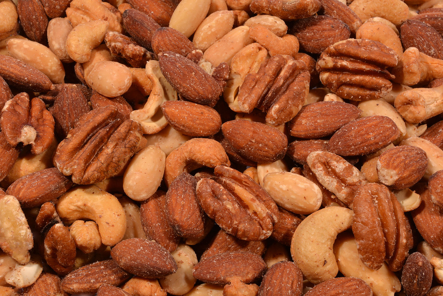 Texas Deluxe Nut Mix (Roasted/No Salt) - Cashews, Natural Whole Almonds, Pecans, Blanched Whole Almonds-1 lb.