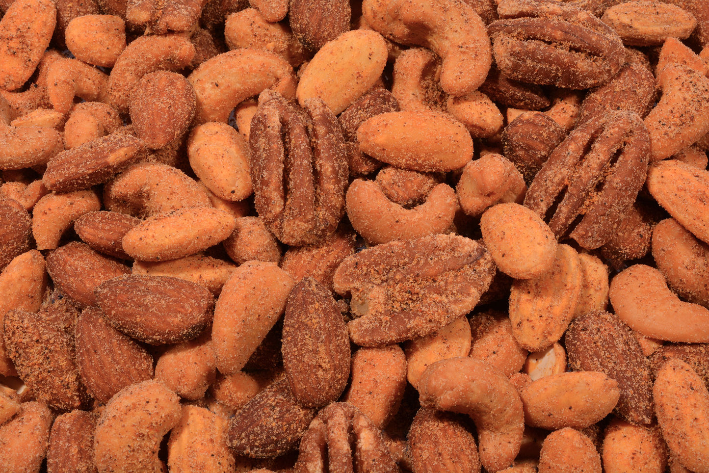 Zesty Nut Mix (Roasted/Salted) - Cashews, Natural Whole Almonds, Pecans, Blanched Whole Almonds, Zesty Seasoning-1 lb.